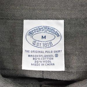 Brooks Brothers ボタンダウンシャツ 長袖 パッチワーク チェック柄 コットン ウール M グレー ベージュ