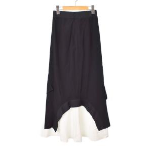 UN3D. 22SS リブコンビタイプライタースカート ロング 36 黒 ブラック 522230800301-01