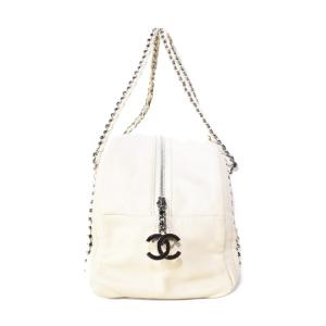 CHANEL ラグジュアリーライン ココマーク チェーントートバッグ レザー アイボリー