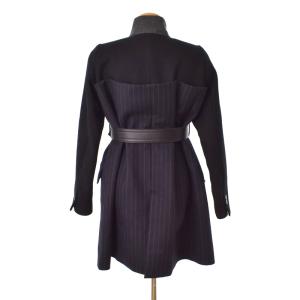 sacai 22AW Chalk Stripe Jacket レイヤード ジャケット ベルト付き 2 ネイビー