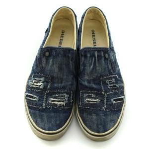 DIESEL スリッポン デニム ダメージ加工 靴 シューズ US10.5 28.5cm 紺 ネイビー