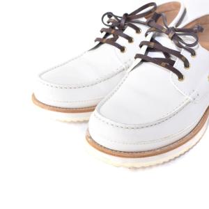 LOUIS VUITTON デッキシューズ モノグラム レザー シャークソール US8 ホワイト