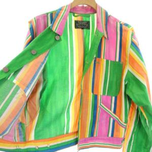 RALPH LAUREN カントリータグ ダブルアールエル ジャケット マルチストライプ ショート丈 アウター 9 M マルチカラー