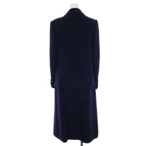 Leilian スーツ フォーマル セットアップ 上下 2点セット テーラードジャケット 金ボタン タイトスカート ウール 9 M 紺 ネイビー