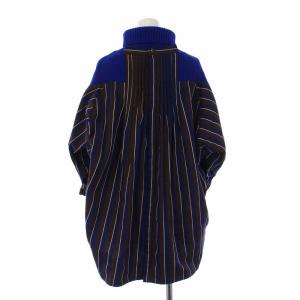 sacai 18AW ドッキングニット ストライプ タートルネック M ブルー
