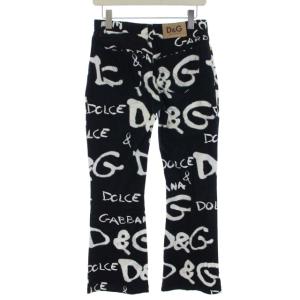 D&G デニムパンツ ブーツカット ロゴ 27 41 黒 ブラック