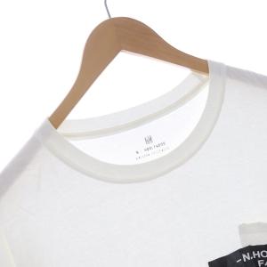 N.HOOLYWOOD エヌハリ L/S T-SHIRT Tシャツ カットソー クルーネック プルオーバー 長袖 ロゴ 40 L 白 ホワイト 黒