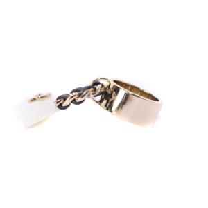 CHANEL 23年製 リング 11号 ココマーク マトラッセ チャーム ホワイト ゴールド