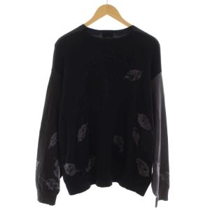 LAD MUSICIAN Crew Neck Pullover コットンニット セーター クルーネック 葉っぱ柄 2221-001 長袖 44 M グレー