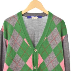 JUNYA WATANABE MAN 08AW AD2008 アーガイル チェック カーディガン M グリーン ピンク グレー 緑 灰 WB-N015