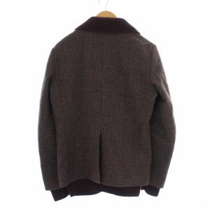 sacai 12AW KNIT LAYERED JACKET ニットレイヤードジャケット テーラードジャケット チェック 2 M 茶 ブラウン
