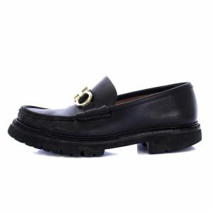 Salvatore Ferragamo ガンチーニ ローファー モカシン レザー 9.5 EE 27.5cm ブラック