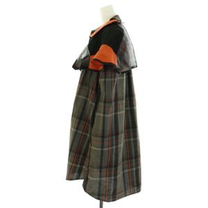 sacai ワンピース シャツワンピ ミニ 変形 アシンメトリー チェック 19-04450 フリル シアー 半袖 1 XS グレージュ