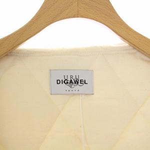 DIGAWEL URU 22AW Duvet Vest キルティングベスト 中綿 アウター スタンドカラー 総柄 カットオフ 2 M アイボリー