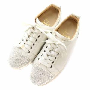 Christian Louboutin スニーカー ローカット レザー スワロフスキー ラメ 39 24cm ホワイト