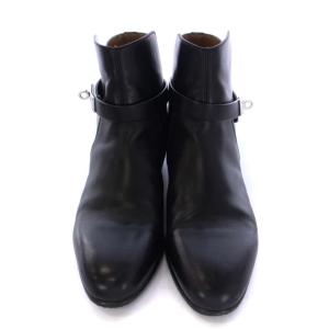 HERMES ケリー ショートブーツ フラット ローヒール レザー 37 23.5cm ブラック