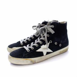 GOLDEN GOOSE FRANCY ヴィンテージ加工 ハイカットスニーカー サイドジップ スエード 38 ネイビー