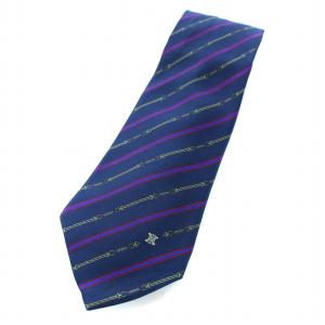 ネクタイ シルク レジメンタルストライプ 総柄 紺 ネイビー