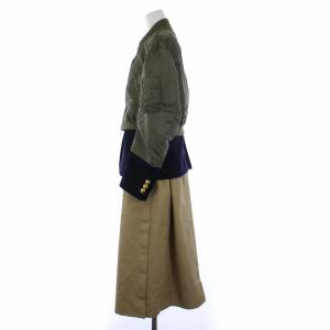 sacai Mixed Media Layered Coat ロング 1 S カーキ ベージュ ネイビー