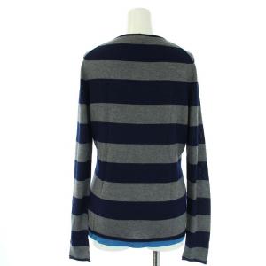 Brooks Brothers ニット セーター 刺繍 フラワー ボーダー 長袖 S グレー 紺 ネイビー