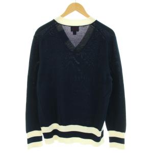 Brooks Brothers レッドフリース RedFleece ニット セーター Vネック コットン M 紺 ネイビー 白 ホワイト