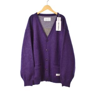 LOGO MOHAIR KNIT JACQUARD CARDIGAN XL パープル