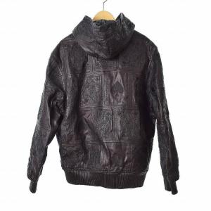 Supreme 16AW COURT CARDS HOODED LEATHER JACKET トランプ S ブラック