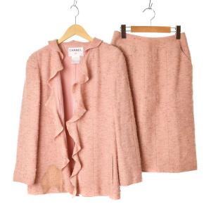 99A 90S ツイード スーツ セットアップ ヴィンテージ 38 サーモンピンク