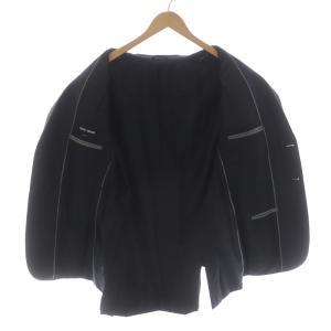 GIORGIO ARMANI スーツ セットアップ 上下 テーラードジャケット シングル 2B パンツ スラックス チェック ウール 52 XL 紺 ネイビー