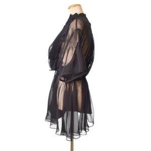 sacai 20SS 20-05029 シースルー切替シャツ アシンメトリー 2 ブラック