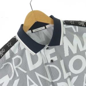 MARK&LONA ゴルフウェア ポロシャツ 鹿の子 スカル ドクロ 星 スター ロゴ 46 S 紺 ネイビー グレー 黒 ブラック MLM-OB-AP12