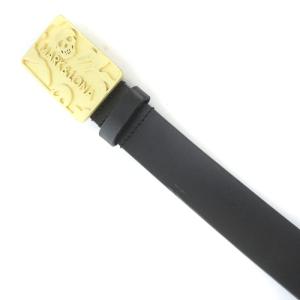 MARK&LONA ベルト ハトメ スクエアバックル スカル ドクロ ロゴ レザー 黒 ブラック ゴールド