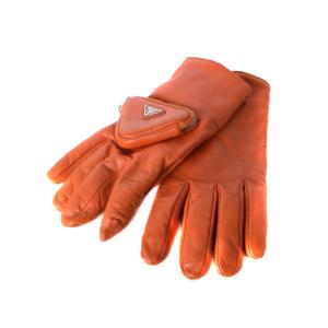 2GG137 トライアングルロゴポーチ レザー ナイロン グローブ 手袋 オレンジ