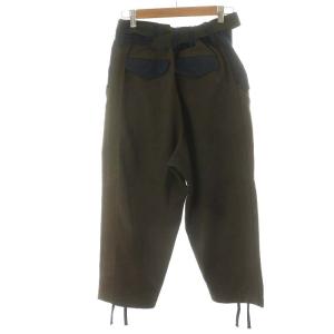 sacai ウエスト切替ベルテッドウールクロップドパンツ ジッパーフライ 0 XS カーキ 21-02662M