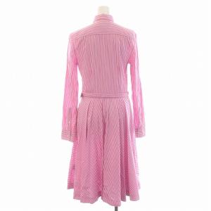 POLO RALPH LAUREN シャツ ワンピース ロング ストライプ 長袖 2 M ピンク 白