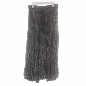 プリーツスカート ロング 花柄 3 L グレー 緑 グリーン 黒 ブラック