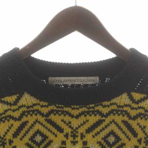 JOHN LAWRENCE SULLIVAN 19AW フェアアイルニットセーター プルオーバー ウール 総柄 OS 黄色 イエロー 黒 ブラック