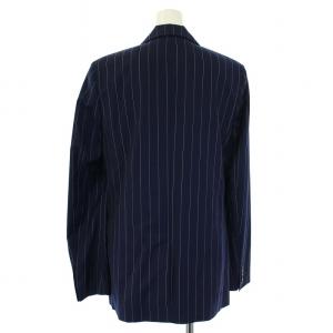 POLO RALPH LAUREN スーツ セットアップ 上下 テーラードジャケット ストライプ 総裏地 肩パット入 スカート ひざ丈 タイト 2 XS 紺 ネイビー