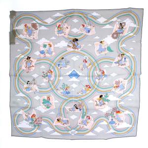 スカーフ カレ70 CARRES VOLANTS 空飛ぶカレ シルク グレー