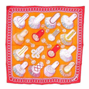 カレ70 EPAULETTES ROUGE スカーフ シルク オレンジ