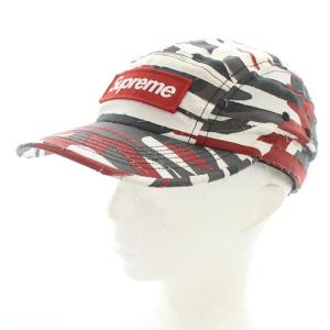 Supreme 23SS Layered Camo Camp Cap ホワイト レッド