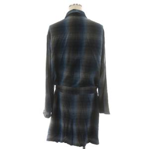 WACKO MARIA ガウンコート ロング丈 チェック柄 L グレー 紺 ネイビー