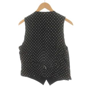 WACKO MARIA ベスト 前開き 裏地ドット柄 ウール M 黒 ブラック