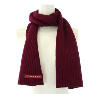 PRADA SPORT 2017年製 マフラー ストール リブ ウール 赤紫 ボルドー