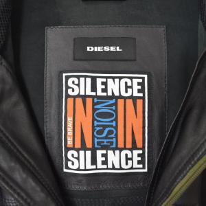 DIESEL ジップアップパーカー レザー L ブラック