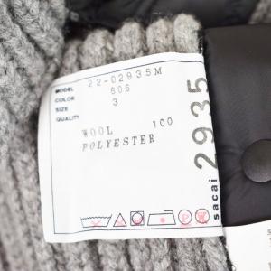 sacai 22AW ニット セーター ブルゾン ジップアップ ウール 3 グレー 22-02935M