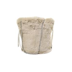 21AW エコファードロストバッグ ショルダーバッグ フェイクファー チェーンショルダー ベージュ OF