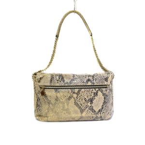STELLA McCARTNEY パイソン 型押し チェーン ワンショルダーバッグ ベージュ OF AA