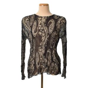 ISSEY MIYAKE カットソー 長袖 クルーネック 総柄 L 黒 ブラック IM61-FJ710