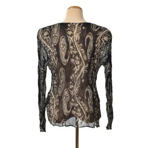 ISSEY MIYAKE カットソー 長袖 クルーネック 総柄 L 黒 ブラック IM61-FJ710